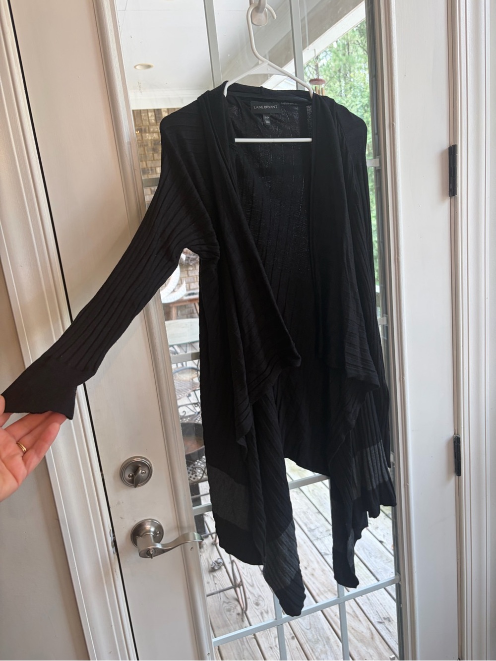 Lane Bryant Black Draped Open-Front Cardigan